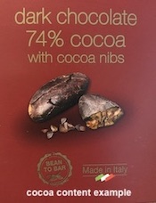 cocoa content on label