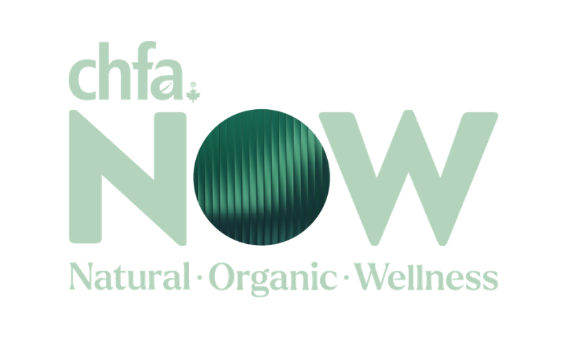 White and green CHFA (Canadian Health Foods Association) NOW Logo.